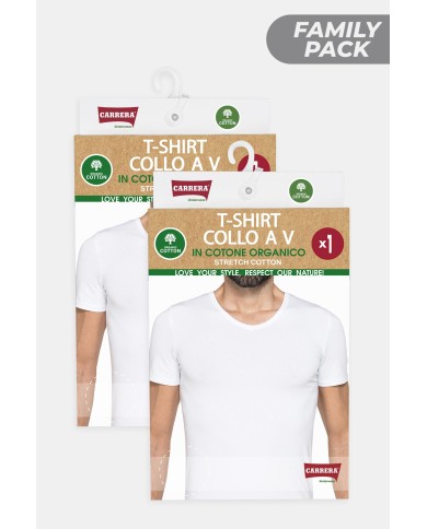 CONFEZIONE DA 2 T-SHIRT IN COTONE ORGANICO CON SCOLLO A V