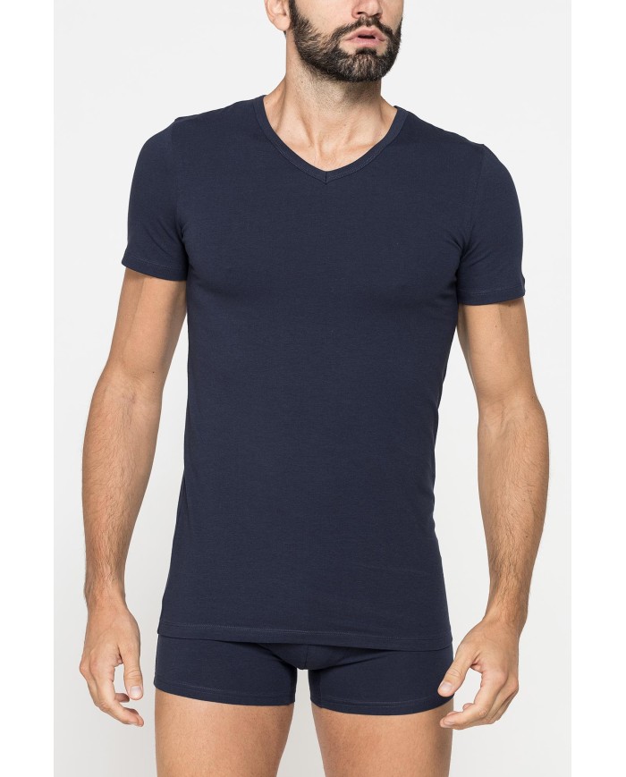 CONFEZIONE DA 2 T-SHIRT IN COTONE ORGANICO CON SCOLLO A V