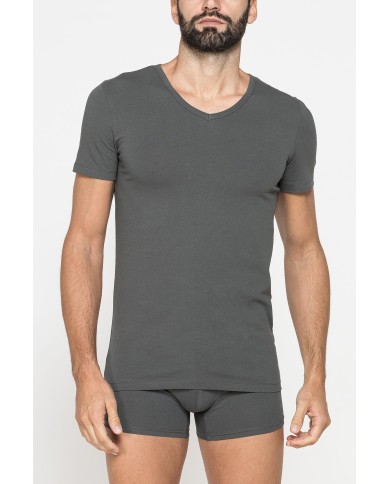 CONFEZIONE DA 2 T-SHIRT IN COTONE ORGANICO CON SCOLLO A V