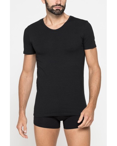 CONFEZIONE DA 2 T-SHIRT IN COTONE ORGANICO CON SCOLLO A V