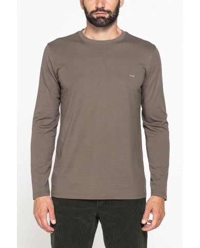 LONG SLEEVE T-SHIRT CON COLLO TONDO E RICAMO LOGO