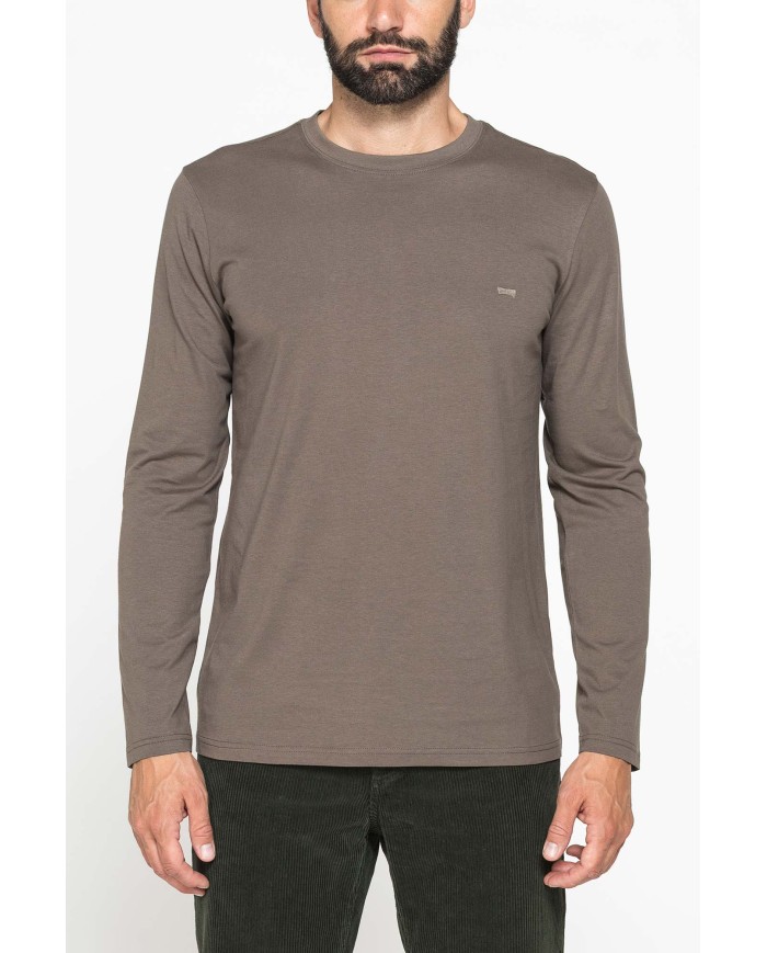 LONG SLEEVE T-SHIRT CON COLLO TONDO E RICAMO LOGO