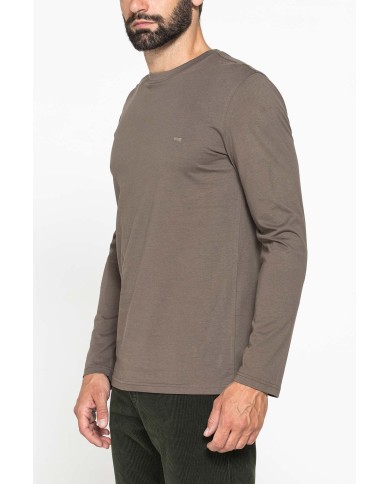 LONG SLEEVE T-SHIRT CON COLLO TONDO E RICAMO LOGO
