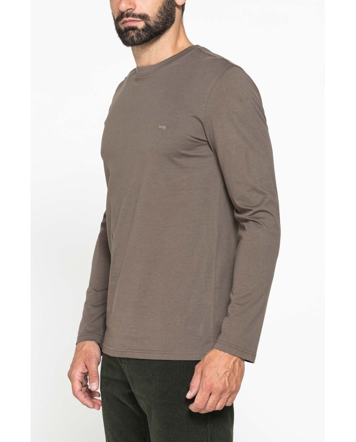 LONG SLEEVE T-SHIRT CON COLLO TONDO E RICAMO LOGO