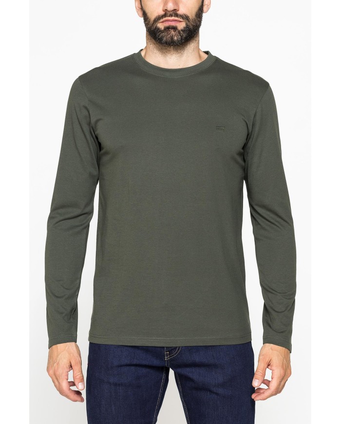 LONG SLEEVE T-SHIRT CON COLLO TONDO E RICAMO LOGO