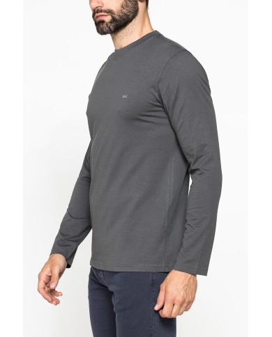 LONG SLEEVE T-SHIRT CON COLLO TONDO E RICAMO LOGO