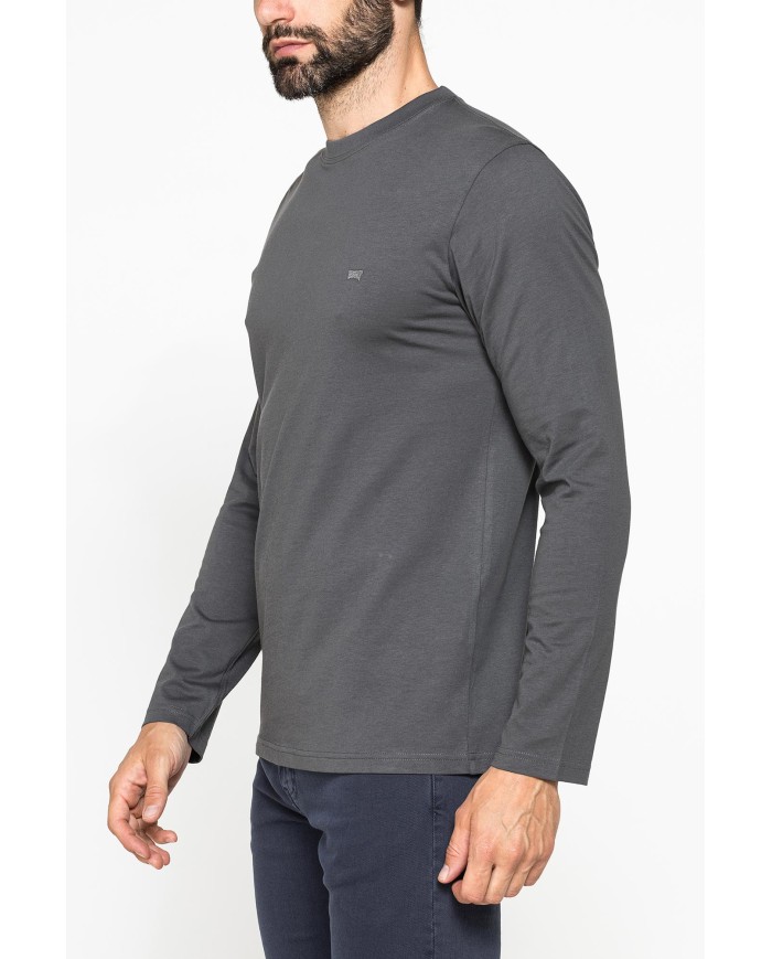 LONG SLEEVE T-SHIRT CON COLLO TONDO E RICAMO LOGO