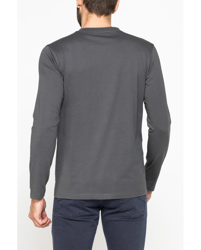 LONG SLEEVE T-SHIRT CON COLLO TONDO E RICAMO LOGO