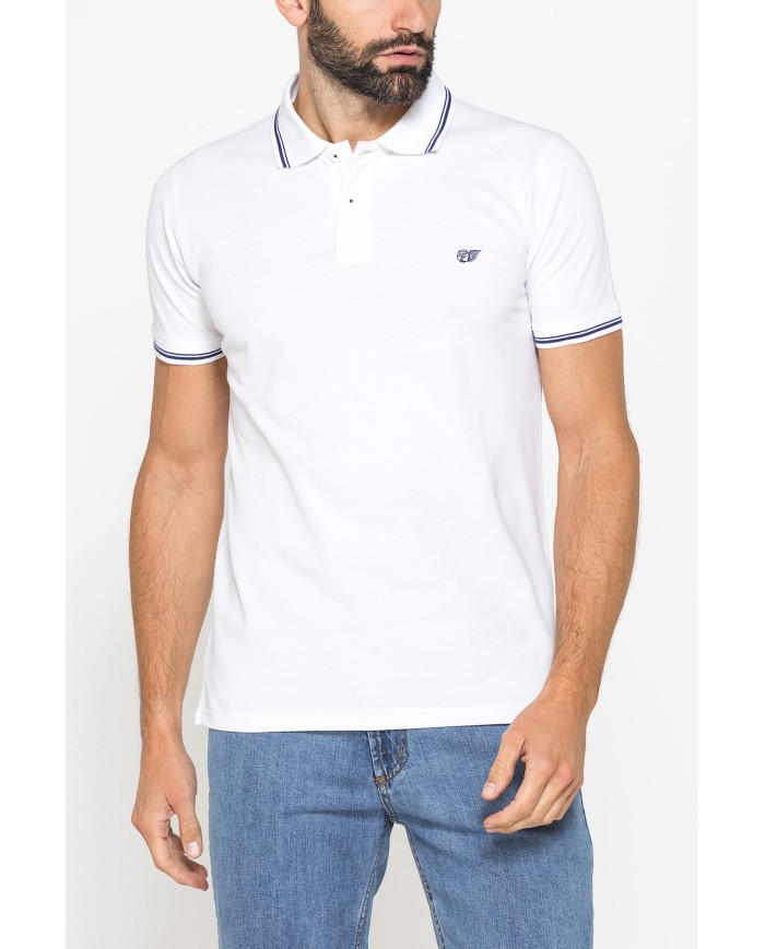 POLO IN PIQUET DI COTONE CON TIPPING A CONTRASTO