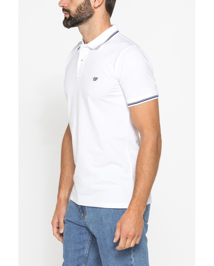 POLO IN PIQUET DI COTONE CON TIPPING A CONTRASTO