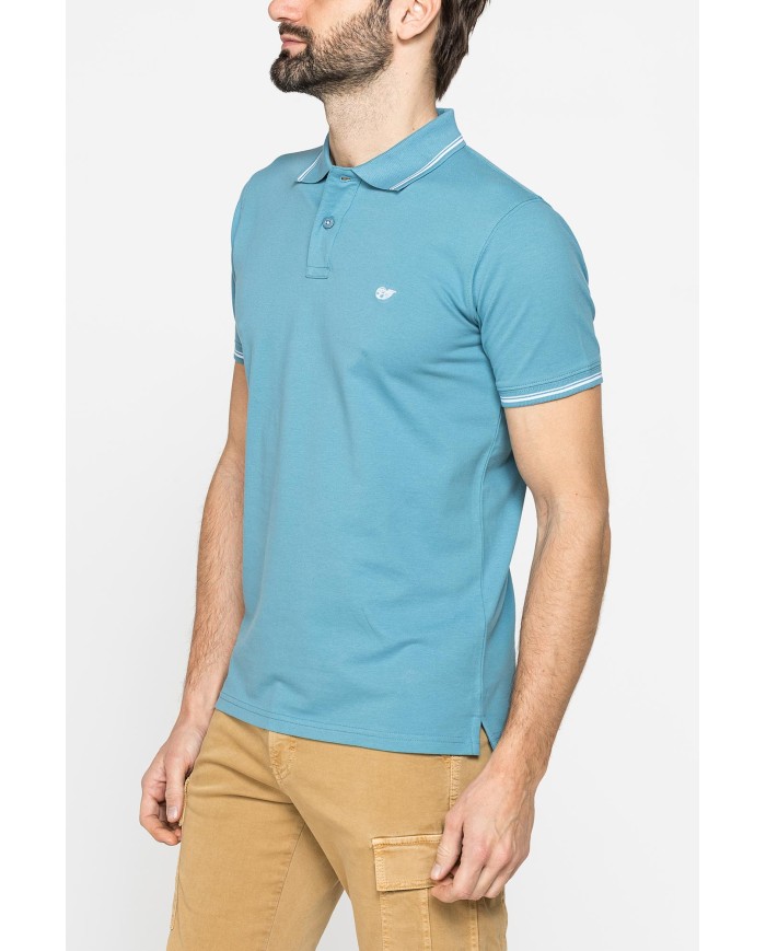 POLO IN PIQUET DI COTONE CON TIPPING A CONTRASTO