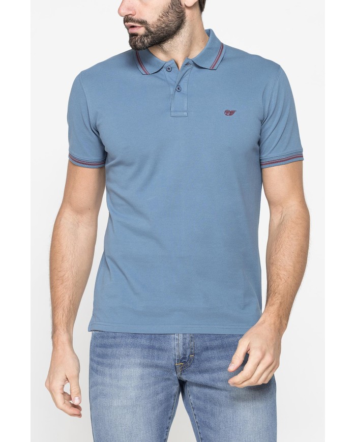 POLO IN PIQUET DI COTONE CON TIPPING A CONTRASTO