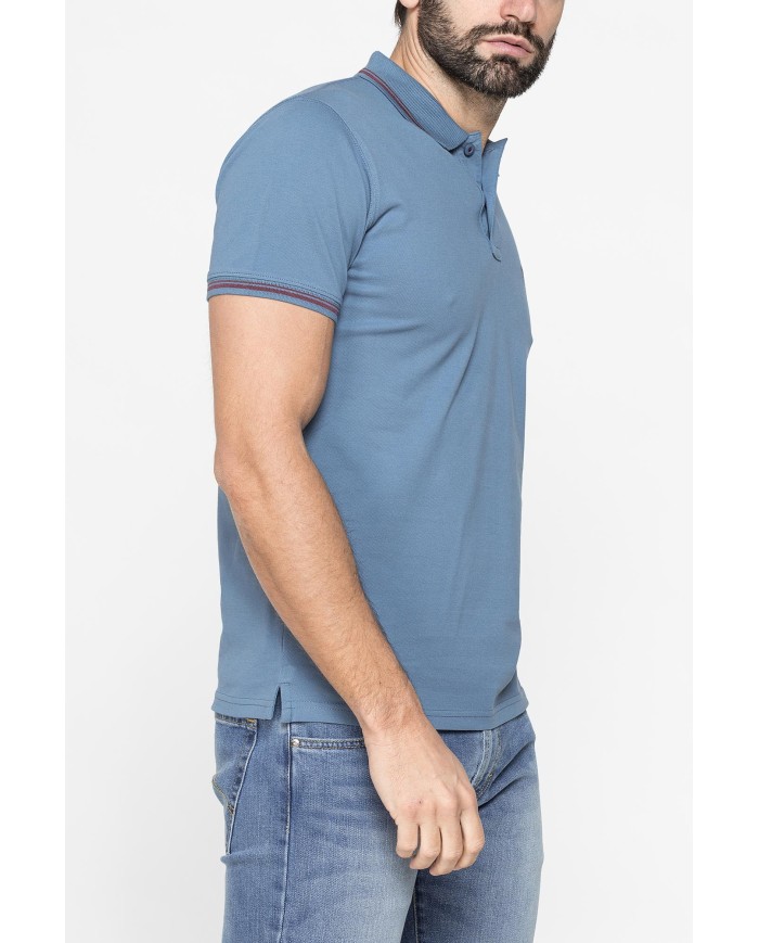 POLO IN PIQUET DI COTONE CON TIPPING A CONTRASTO