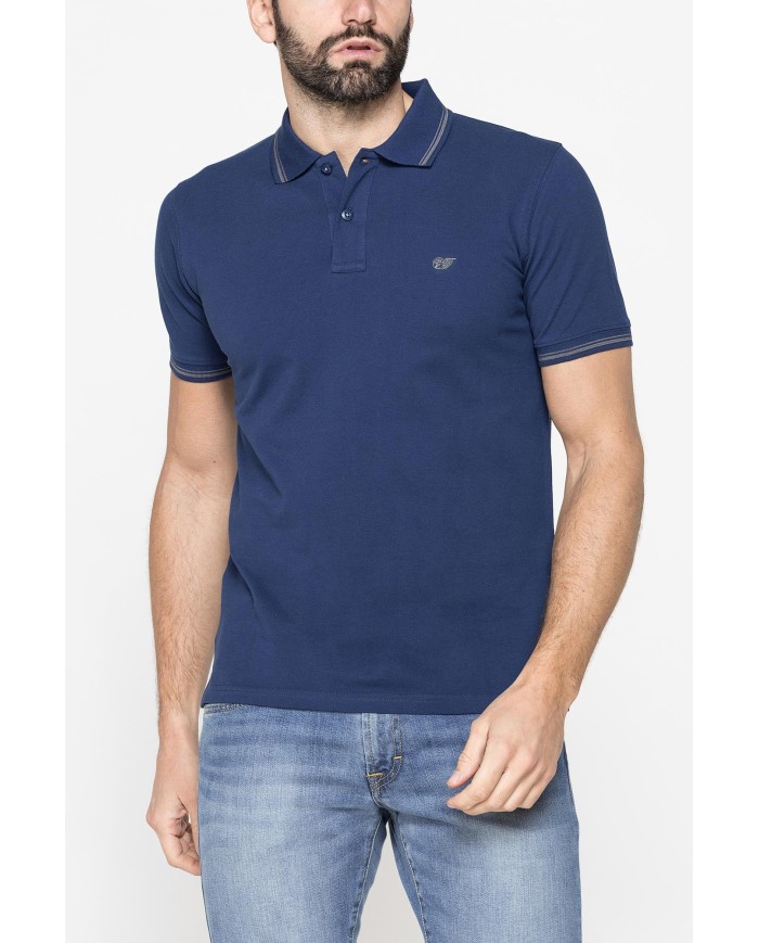 POLO IN PIQUET DI COTONE CON TIPPING A CONTRASTO