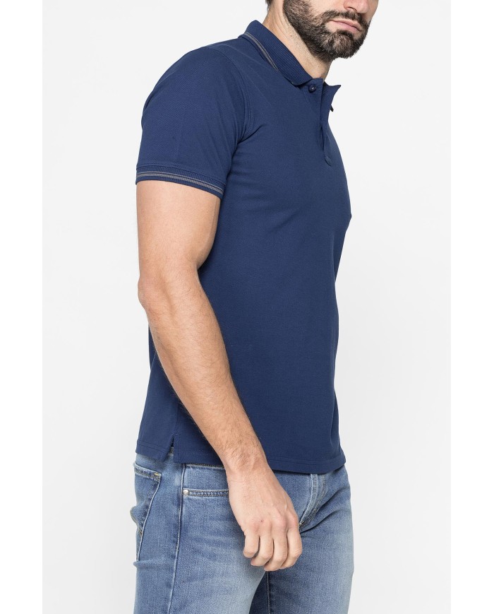 POLO IN PIQUET DI COTONE CON TIPPING A CONTRASTO