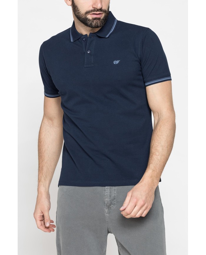 POLO IN PIQUET DI COTONE CON TIPPING A CONTRASTO