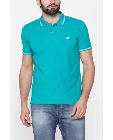 POLO IN PIQUET DI COTONE CON TIPPING A CONTRASTO