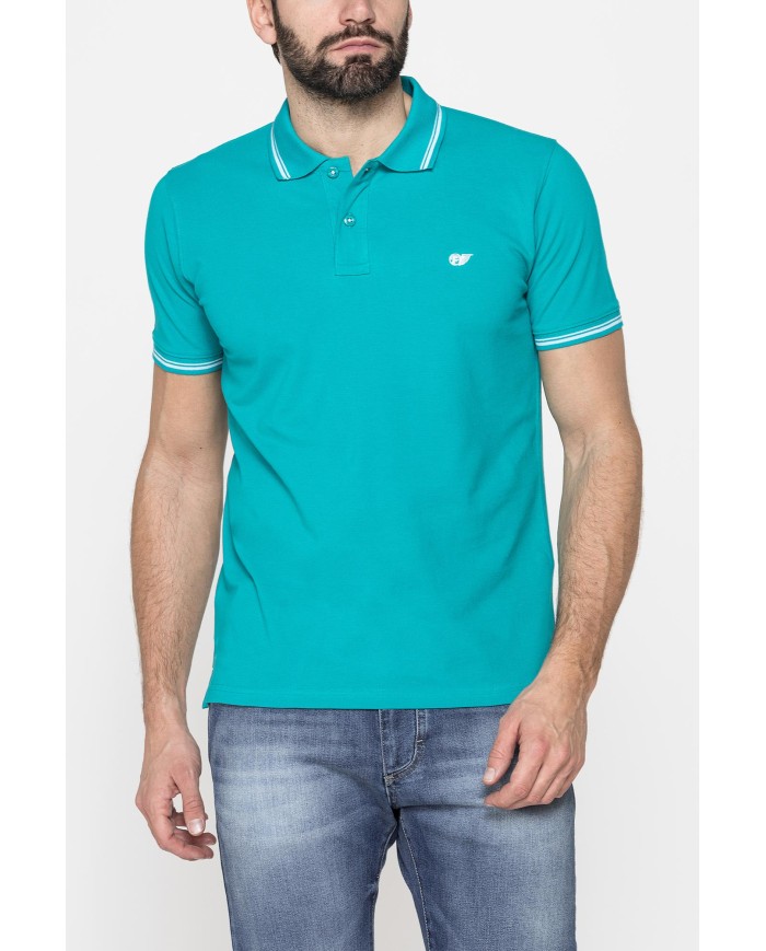 POLO IN PIQUET DI COTONE CON TIPPING A CONTRASTO