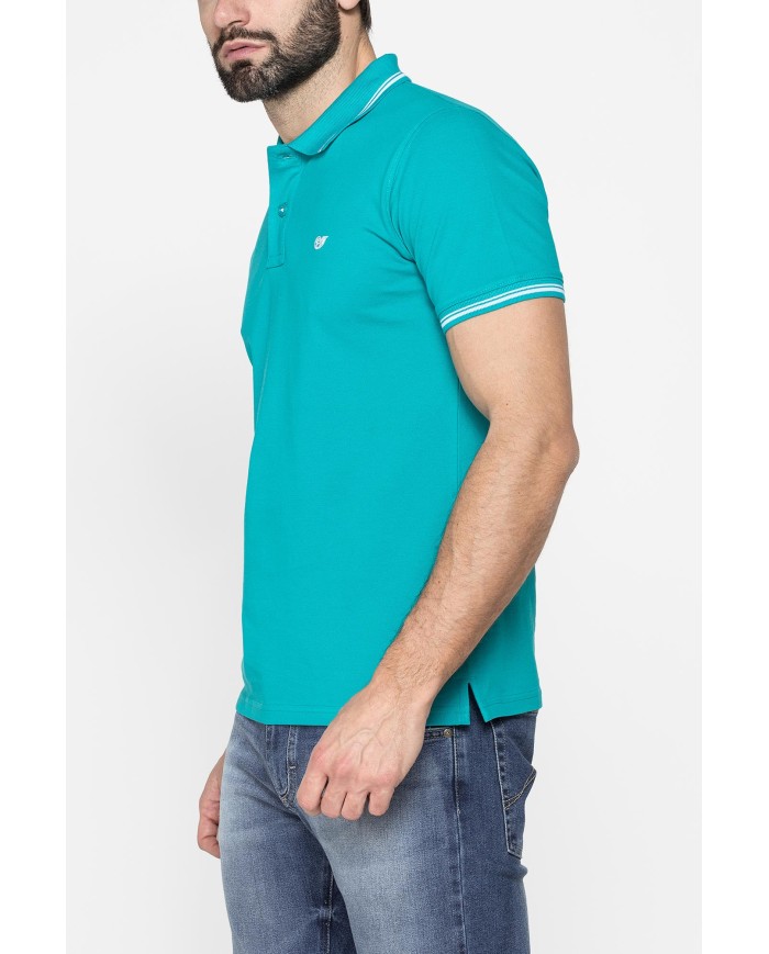 POLO IN PIQUET DI COTONE CON TIPPING A CONTRASTO