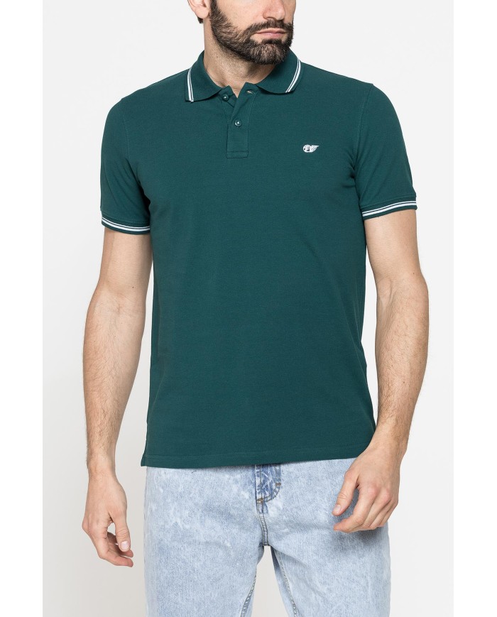 POLO IN PIQUET DI COTONE CON TIPPING A CONTRASTO