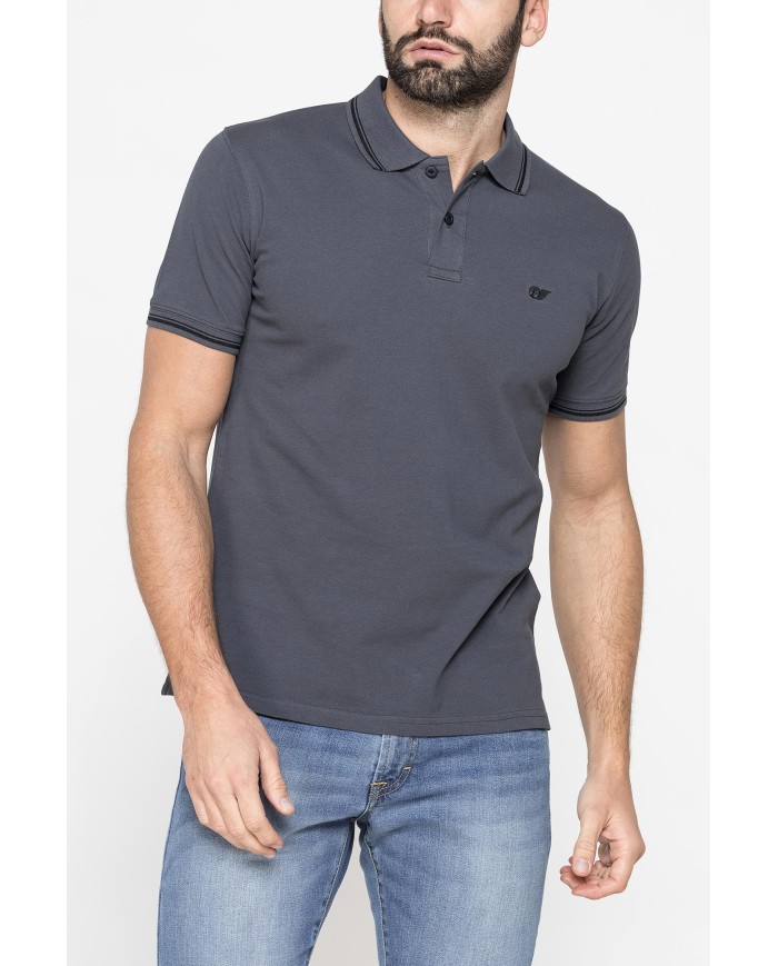 POLO IN PIQUET DI COTONE CON TIPPING A CONTRASTO