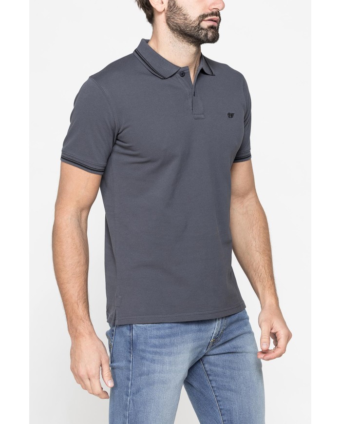 POLO IN PIQUET DI COTONE CON TIPPING A CONTRASTO