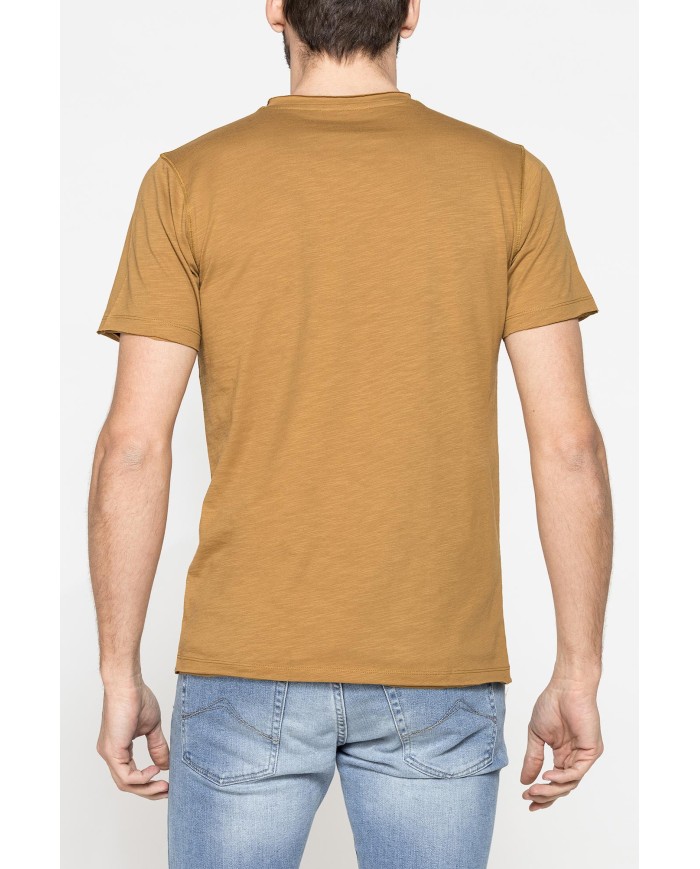 T-SHIRT MANICA CORTA IN JERSEY SLUB CON SCOLLO V