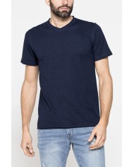 T-SHIRT MANICA CORTA IN JERSEY SLUB CON SCOLLO V