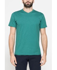 T-SHIRT MANICA CORTA IN JERSEY SLUB CON SCOLLO V