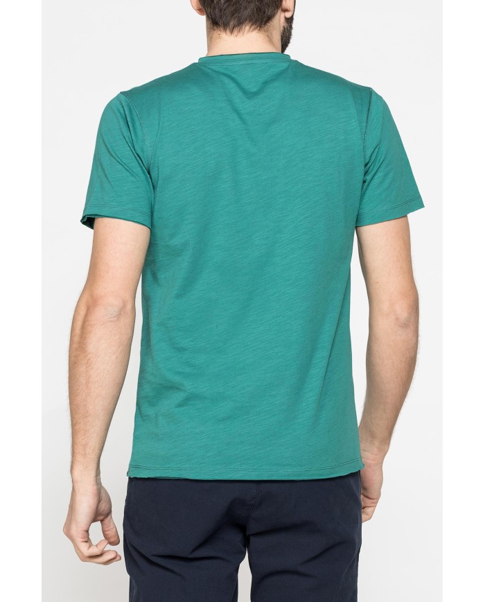 T-SHIRT MANICA CORTA IN JERSEY SLUB CON SCOLLO V