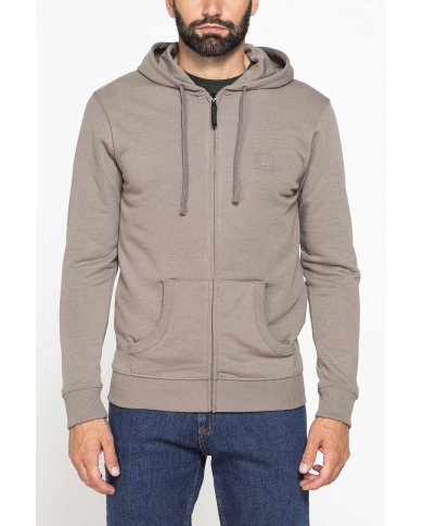 FELPA LEGGERA APERTA CON ZIP E CAPPUCCIO