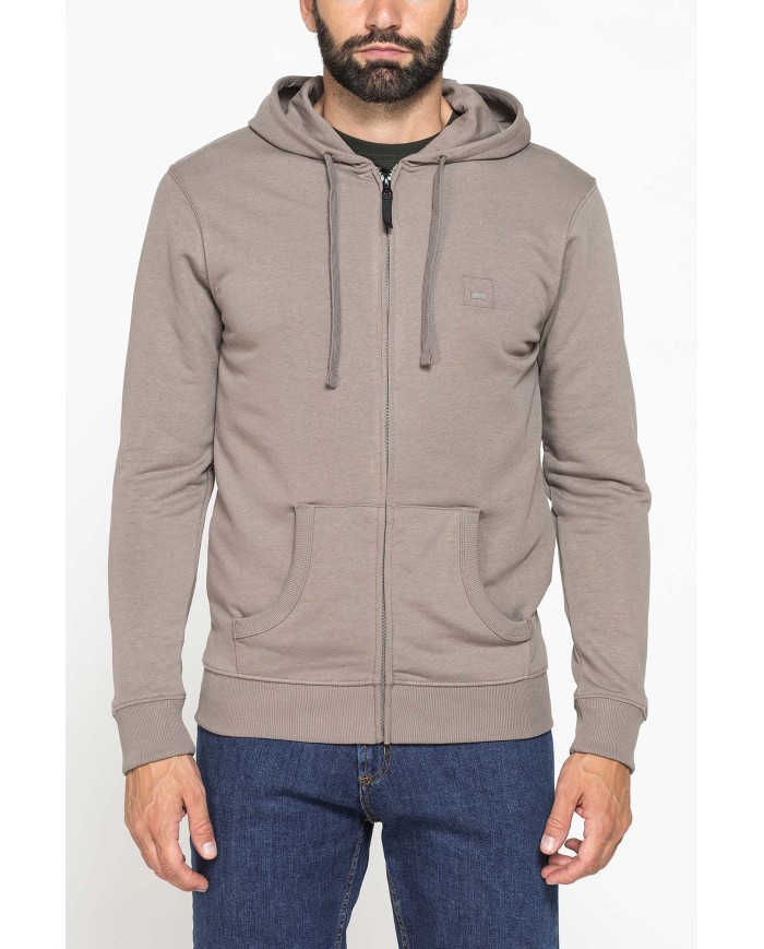 FELPA LEGGERA APERTA CON ZIP E CAPPUCCIO