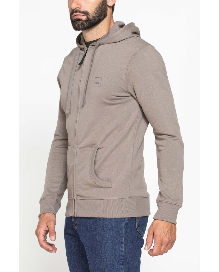 FELPA LEGGERA APERTA CON ZIP E CAPPUCCIO