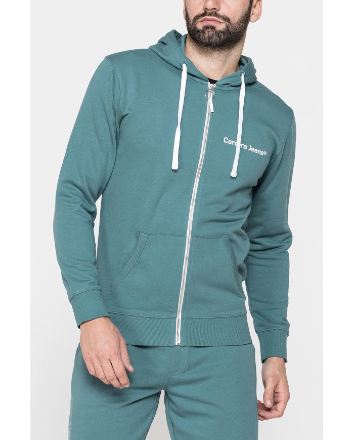 FELPA LEGGERA APERTA CON ZIP E CAPPUCCIO