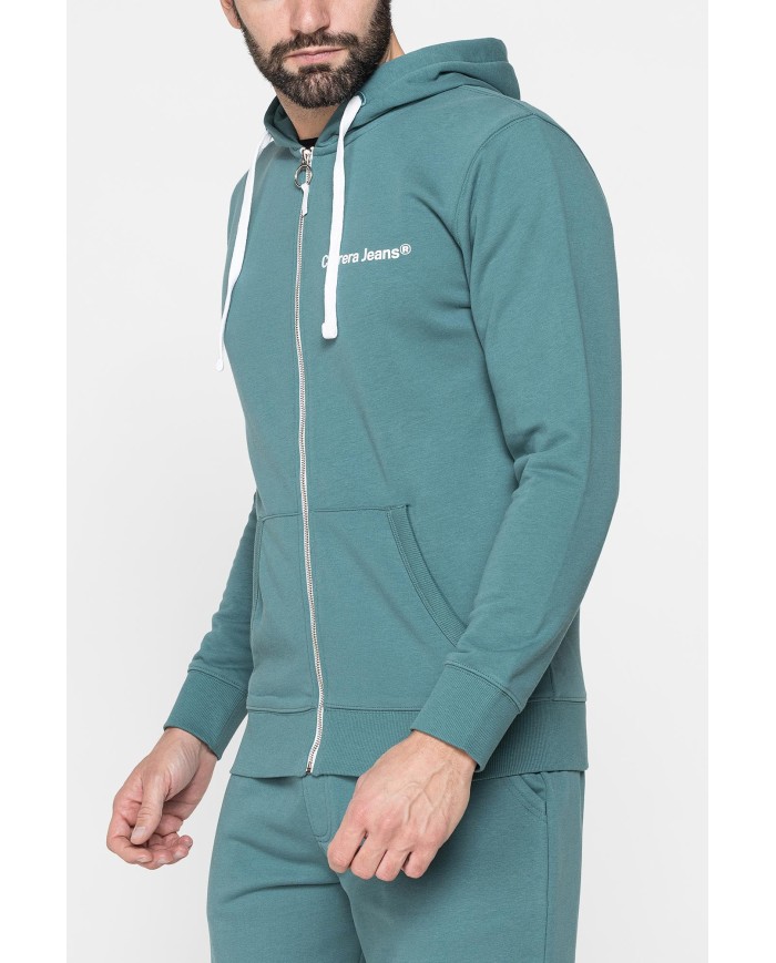 FELPA LEGGERA APERTA CON ZIP E CAPPUCCIO