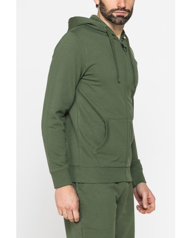 FELPA LEGGERA APERTA CON ZIP E CAPPUCCIO