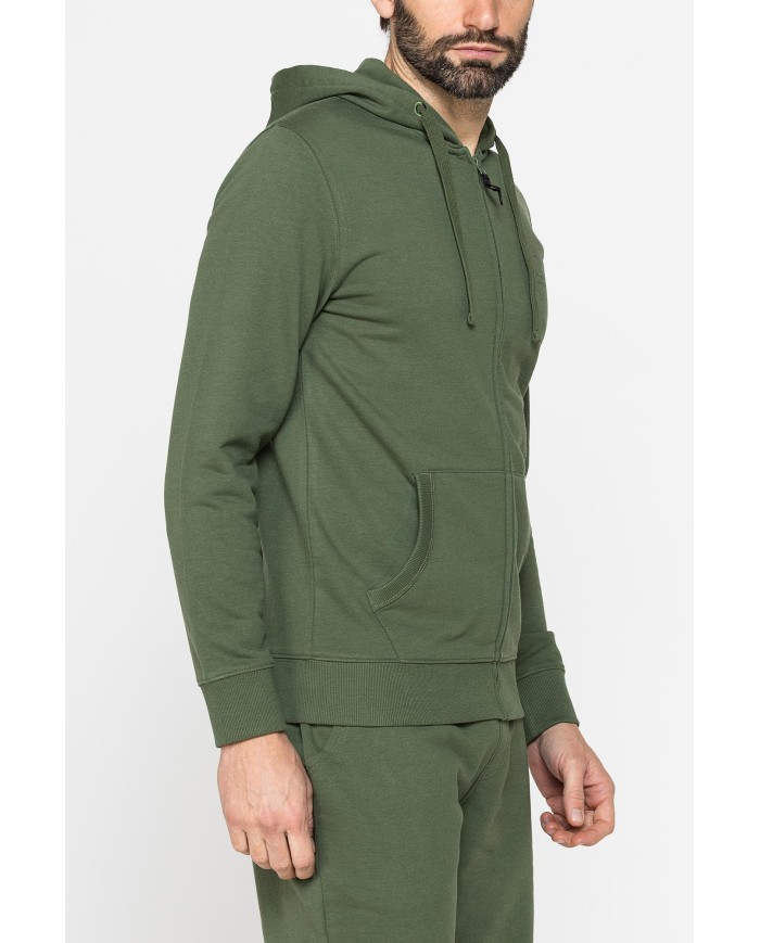 FELPA LEGGERA APERTA CON ZIP E CAPPUCCIO