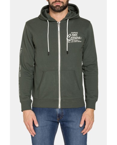 FELPA LEGGERA APERTA CON ZIP E CAPPUCCIO