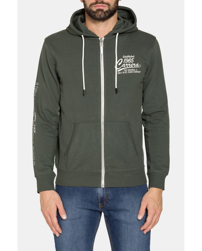 FELPA LEGGERA APERTA CON ZIP E CAPPUCCIO