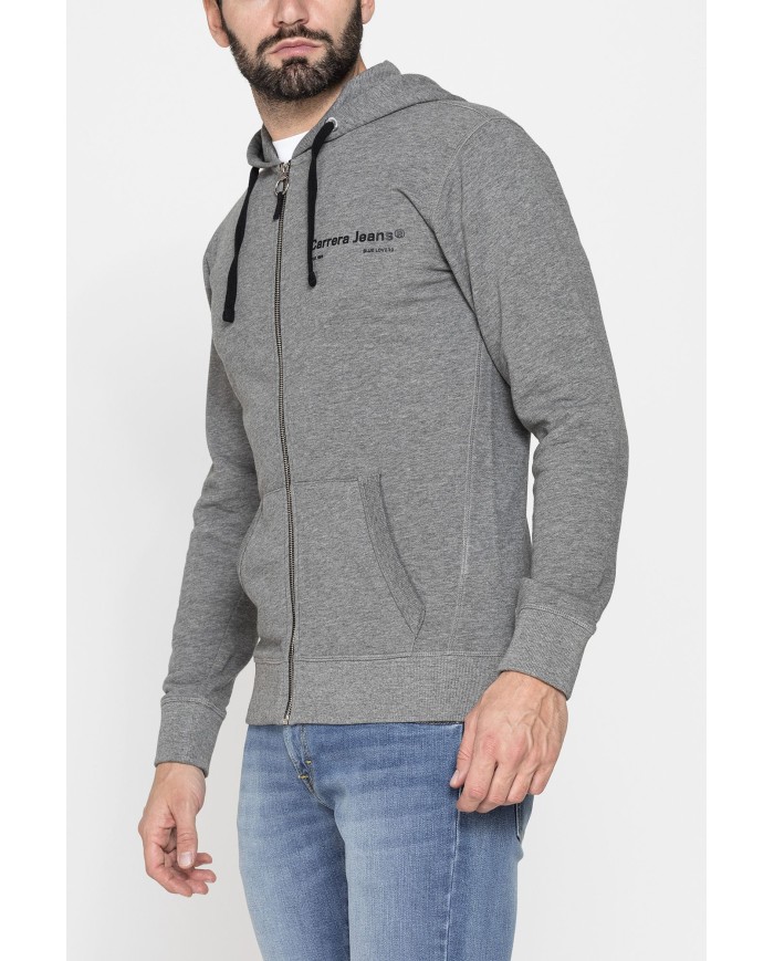 FELPA LEGGERA APERTA CON ZIP E CAPPUCCIO