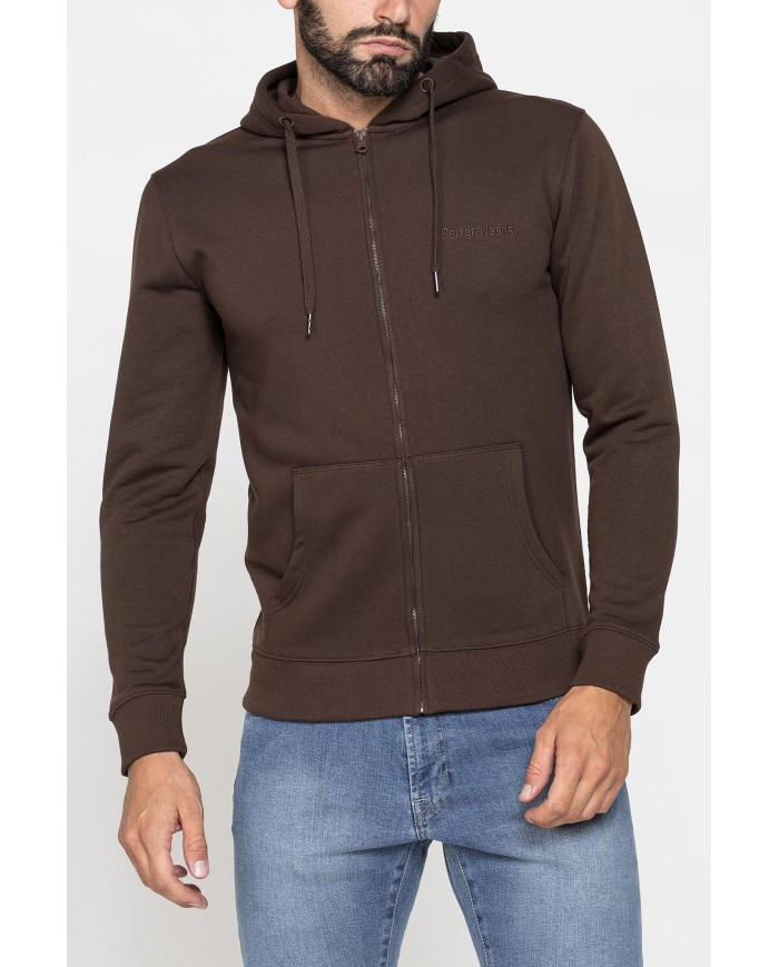 FELPA PESANTE GARZATA CON CAPPUCCIO E ZIP