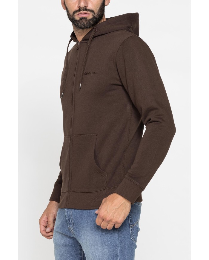 FELPA PESANTE GARZATA CON CAPPUCCIO E ZIP