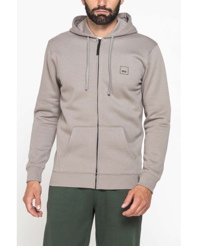 FELPA PESANTE GARZATA CON CAPPUCCIO E ZIP