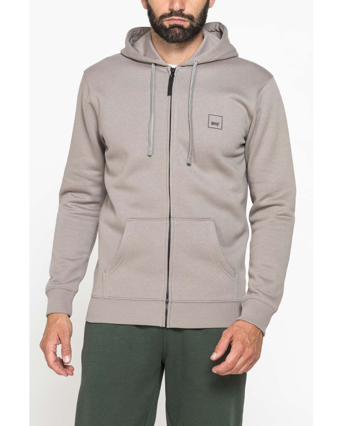 FELPA PESANTE GARZATA CON CAPPUCCIO E ZIP
