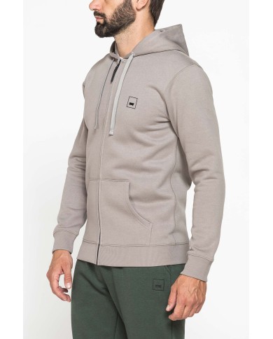 FELPA PESANTE GARZATA CON CAPPUCCIO E ZIP