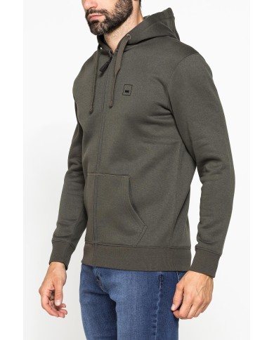 FELPA PESANTE GARZATA CON CAPPUCCIO E ZIP