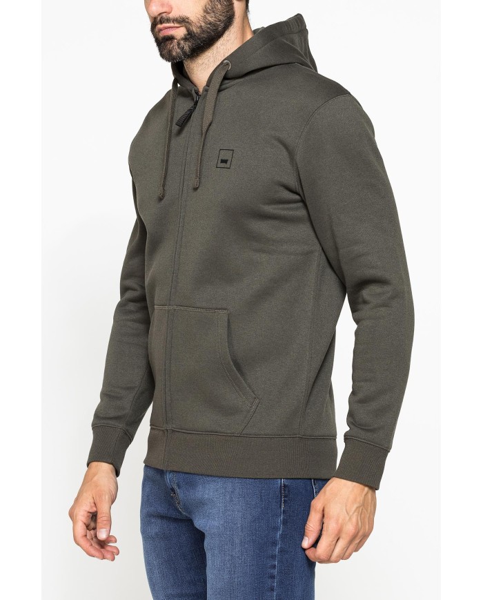 FELPA PESANTE GARZATA CON CAPPUCCIO E ZIP