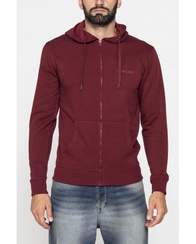 FELPA PESANTE GARZATA CON CAPPUCCIO E ZIP