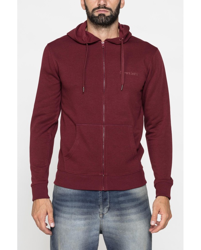 FELPA PESANTE GARZATA CON CAPPUCCIO E ZIP
