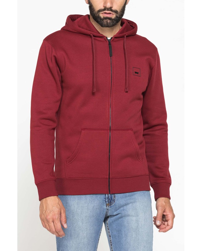 FELPA PESANTE GARZATA CON CAPPUCCIO E ZIP
